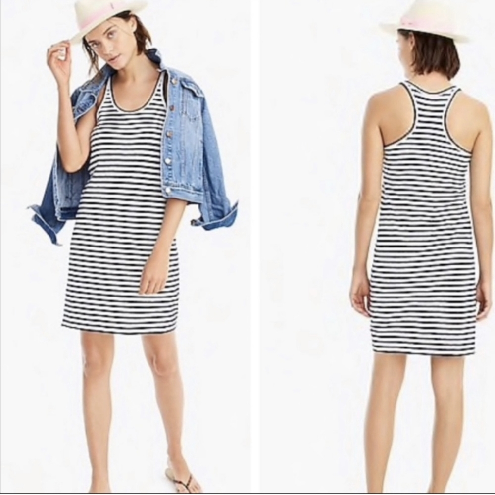 J. Crew Blue Striped Racerback Tank Dress